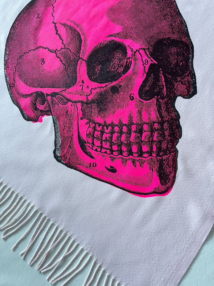 Fuchsia Skull on Pink Scarf