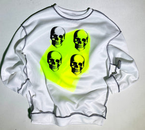 Oversized White Skull & Neon Sweatshirt