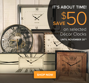 It's About Time, Save $50 on Selected Decor Clocks