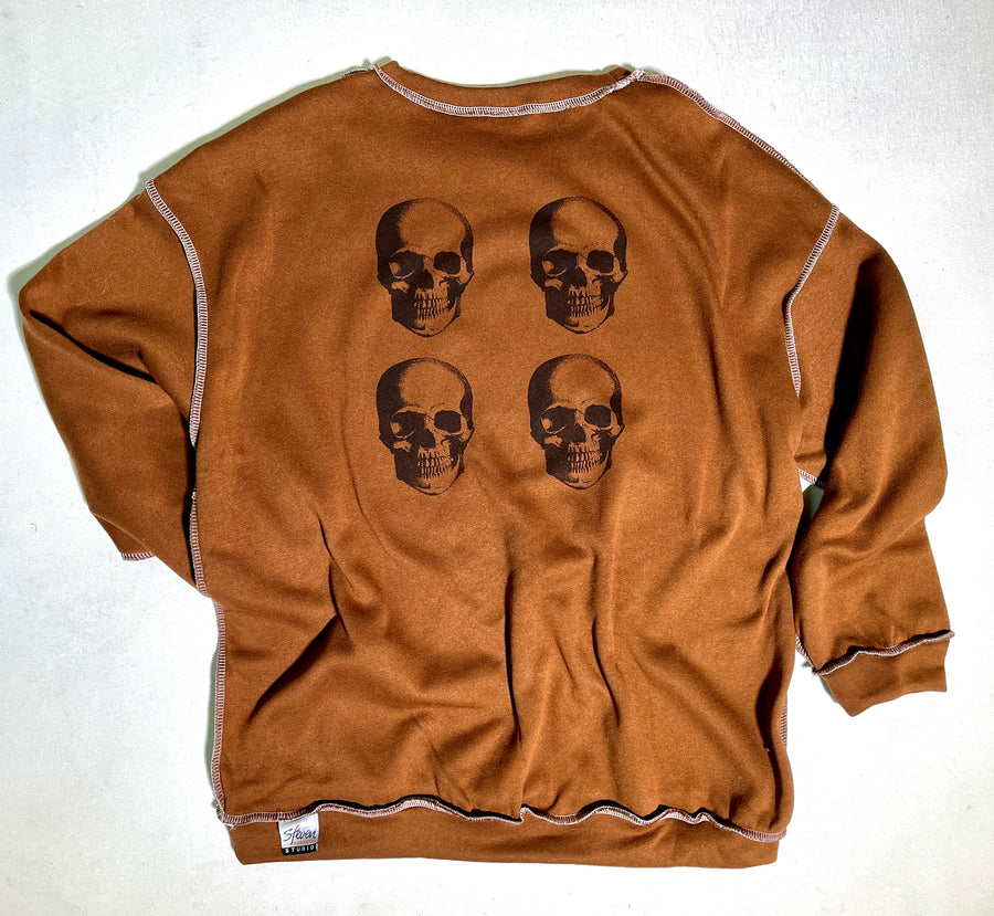 Oversized Brown Skull Sweatshirt